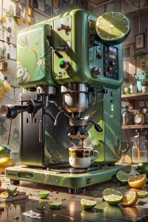 <lora:lemonlime-style-darquelilly-v1:1> lemonlimesty, coffee machine