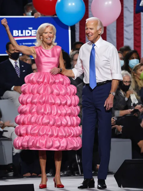 Joe Biden Bubble gum dress WeirdOutfit style  <lora:sdxl-WeirdOutfit-Dreambooh:0.8>
