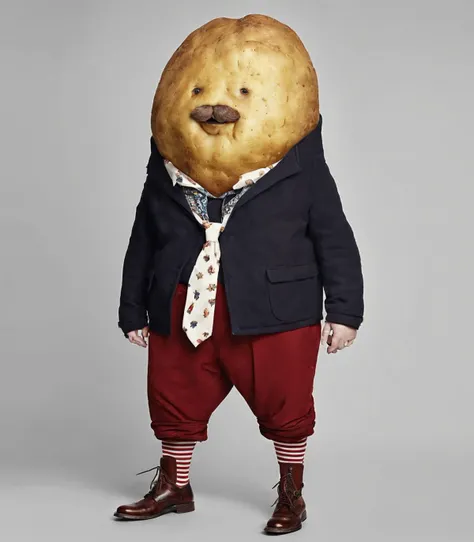 A socially awkward potato WeirdOutfit style <lora:sdxl-WeirdOutfit-Dreambooh:0.8>