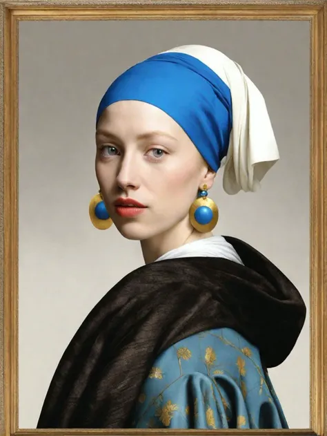 The girl with a pearl earring by vermeer WeirdOutfit style <lora:sdxl-WeirdOutfit-Dreambooh:0.8>