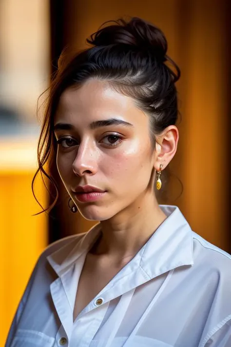 portrait of emb-shvedchenko-v10, jewelry,earrings, bobby pin,, wave earrings, latex dress, worried look, RAW, best quality, masterpiece, ultra-detailed, photorealistic, hyperdetailed, hyperrealism, 8k, full sharp, (extremely detailed eyes, extremely detailed face), detailed skin, textured skin, insane details, soft lighting, UHD, looking at viewer, volumetric lighting, intricate details, sharp focus, absurdres, highres, style by Robert William Hume, bold, bright colours, by Dawoud Bey , bloom, fujifilm xt-4, film strip,