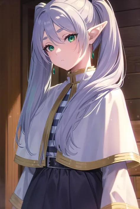 frieren, <lora:frierenv2-lora-nochekaiser:1>,
frieren, long hair, twintails, (green eyes:1.5), grey hair, pointy ears, elf,
BREAK shirt, long sleeves, jewelry, pantyhose, earrings, striped, black pantyhose, capelet, striped shirt,
BREAK outdoors, sky, nature,
BREAK looking at viewer, (cowboy shot:1.5),
BREAK <lyco:GoodHands-beta2:1>, (masterpiece:1.2), best quality, high resolution, unity 8k wallpaper, (illustration:0.8), (beautiful detailed eyes:1.6), extremely detailed face, perfect lighting, extremely detailed CG, (perfect hands, perfect anatomy),