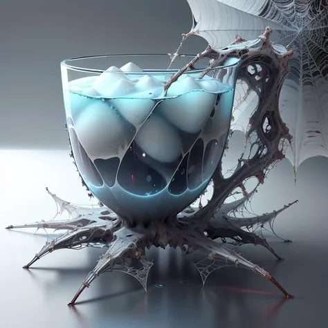 <lora:WebbedTech-20:0.8>, webbedtech , scifi, fuzzy organic webs,
blue vodka drink (glass cup:1.2),