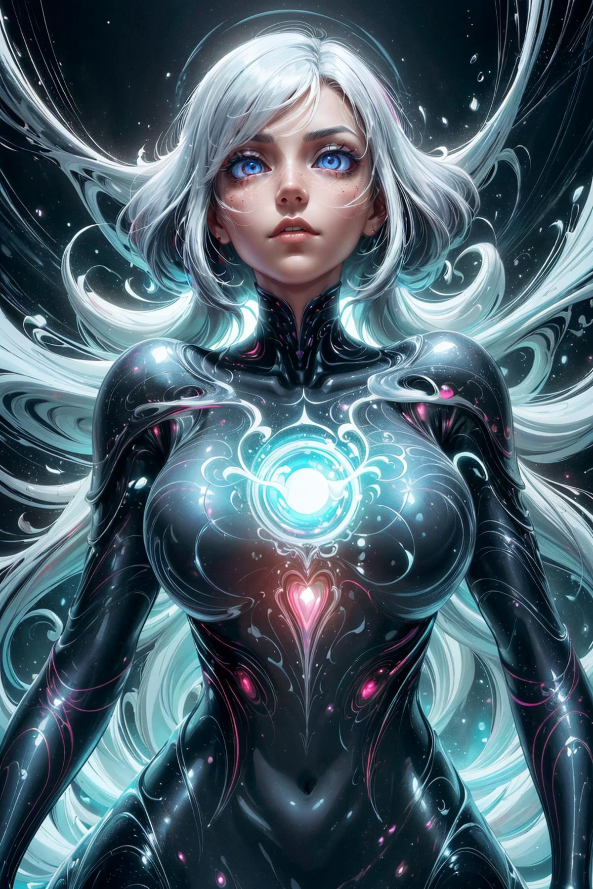 (Psychedelic style, Vibrant colors, swirling patterns, abstract forms, surreal, trippy,:1.1), soft lighting, fantastic colorful, (masterpiece:1.2), ultra-detailed, (best quality), illustration, (Depth of field), <lora:tangbohu-detailer_1.0:1>, <lora:sharpen-soften:-0.5>, <lora:realistic:0.1>, <lora:kittew_v0.1:0.4>,
1 girl, adult woman, silver eyes, yellow wedge cut hair,
solo, (full body:0.6), looking up, detailed background, detailed face, (<lora:WebbedTech:0.6>, fuzzy organic webs, webbedtech theme:1.1) (glowing eyes:1.1), medium, psychic powers, awareness, dynamic pose, levitation, hypnosis, psychomancy, psychokinesis, mesmerizing, manipulation, mind powers, concentric white psychic energy emanating, updraft, magic in background, ethereal atmosphere,
__