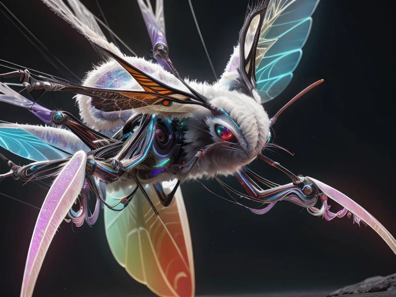 (Style: realism, (epic:1.2), realistic, photo, trending on artstation, (pixar:1.2), 3d, cartoon, ((high quality:1.2, masterpiece:1.2)) , (8k resolution) , high details, incredibly absurdres, color connection, colorized, colorful, neon colors, (bioluminescence:1.1), (iridescent:1.2), (no humans:1.3)),
(moth:1.3),, animal, cute big eyes, trench coat), cave,
<lora:WebbedTech:0.65> webbedtech, fuzzy organic webs, scifi
