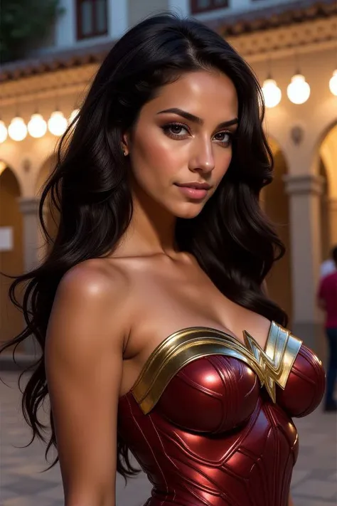 (best quality, masterpiece, colorful, dynamic angle, highest detailed), (photorealistic:1.2), raw photo,(Wonder Woman), upper body photo, fashion photography of cute black long hair girl (Wonder Woman), dressing high detailed Wonder Woman suit (high resolution textures), in dynamic pose, bokeh, (intricate details, hyperdetailed:1.15), detailed, moonlight passing through hair, perfect night, (fantasy background), (official art, extreme detailed, highest detailed), (photorealistic:1.2), raw photo,, HDR+
big breasts <lora:busty_girls_epoch_1:1>nfsw