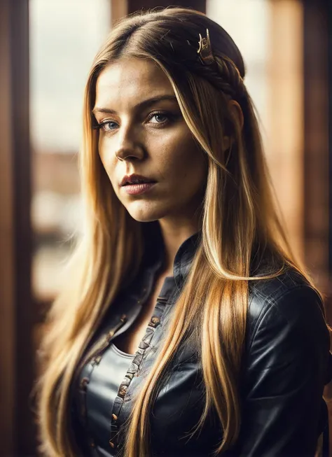 A stunning intricate full color portrait of (sks woman:1) as (viking warrior), (barbarian), epic character composition, by ilya kuvshinov, alessio albi, nina masic, sharp focus, natural lighting, subsurface scattering, f2, 35mm, film grain, <lora:locon_andreaparker_v1_from_v1_64_32:1.25>