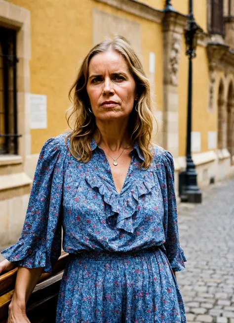 portrait of sks woman in Prague, at the Prague Castle, by Flora Borsi, style by Flora Borsi, bold, bright colours, ((Flora Borsi)), by Imogen Cunningham, <lora:locon_kimdickens_v1_from_v1_64_32:1>