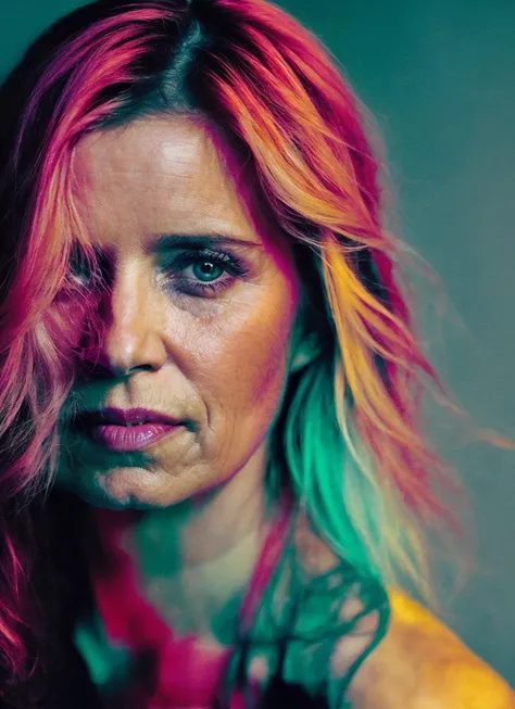 portrait of 25 years old sks woman, by Flora Borsi, style by Flora Borsi, bold, bright colours, ((Flora Borsi)), by Imogen Cunningham, <lora:locon_kimdickens_v1_from_v1_64_32:1>