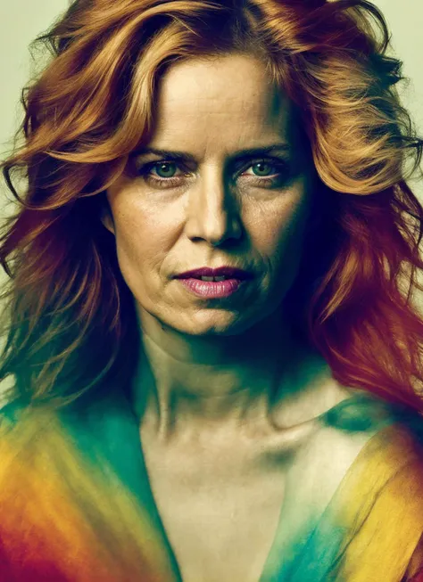 portrait of 25 years old sks woman, by Flora Borsi, style by Flora Borsi, bold, bright colours, ((Flora Borsi)), by Annie Leibovitz,  <lora:locon_kimdickens_v1_from_v1_64_32:1>