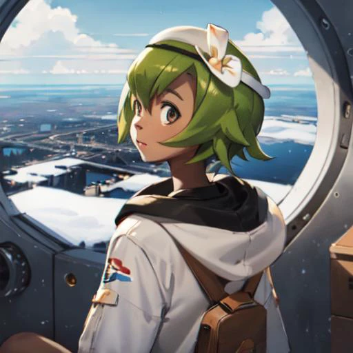 amaliayoung, <lora:amaliaWakfuCharacter_v10:0.8>, Beautiful Art Style, 1girl, young woman, looking at viewer, dollish, space station, looking into the distance, vampire costume, gloria1, gloria \(pokemon\), <lora:gloriaPokemon_v10:0.8>