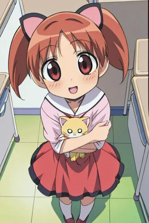masterpiece, best quality, highres,1girl, <lora:Chiyo:0.7>,chiyo,(petite,chibi),high twintail, happy,manga,comic,cute pose,dynamic angle,classroom,<lora:GoodHands-vanilla:0.8>, <lora:anmnr01:0.3>, <lora:add_detail:0.5>,(talking to stuffed cat)