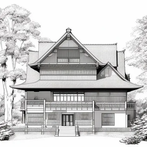 masterpiece, best quality, large japanese house, surrounded by trees , in xyzsketchstyle style,  intricate details   <lora:xyzsketchstylev2reg-000002:1>