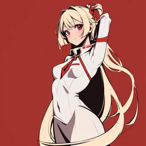 masterpiece, high quality, highres ,flat colors, simple background,red background <lora:flat colors:0.8>