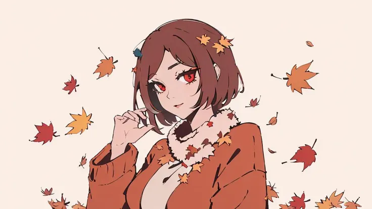 masterpiece, high quality, highres,autumn leaves,autumnn,  simple background, flat colors, <lora:flat colors:1>