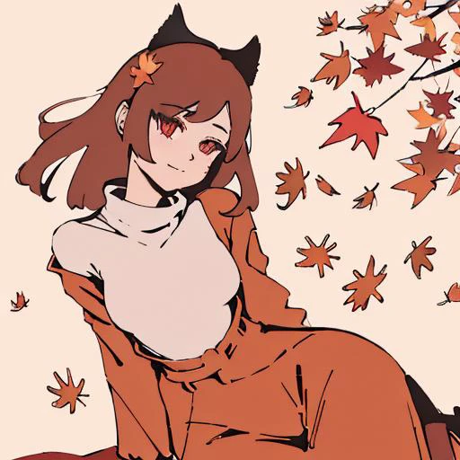 masterpiece, high quality, highres,autumn leaves, simple background, flat colors, <lora:flat colors:1>