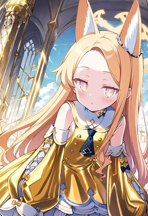 seia \(blue archive\),(golden clothes:1.4),
glossy,metalic,shiny,
1girl,solo,detached_sleeves,golden glow halo,sleeves_past_fingers,blush,
gold_dress,golden_bird,golden_necktie,
looking_at_viewer,parted_lips,short_necktie,golden flower,steam,sleeveless,golden sailor_collar,
gorgeous,key visual,vibrant,studio anime,award-winning,professional,highly detailed,high budget,cinemascope,
<lora:MN_GoldenClothesXLforAnimagine:1>,<lora:seia_(blue_archive)_image1153_2023-12-03-000014:1>,