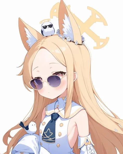 seia \(blue archive\),1girl, halo, sleeves_past_fingers, white_background, simple_background, detached_sleeves, blush, forehead, white_bird, animal_ear_fluff, solo, upper_body, sleeveless_dress, white_dress, sunglasses, short_necktie, flower
<lora:seia_(blue_archive)_image1153_2023-12-03-000014:1>halo. gorgeous,key visual, vibrant, studio anime,award-winning, professional, highly detailed,high budget, cinemascope