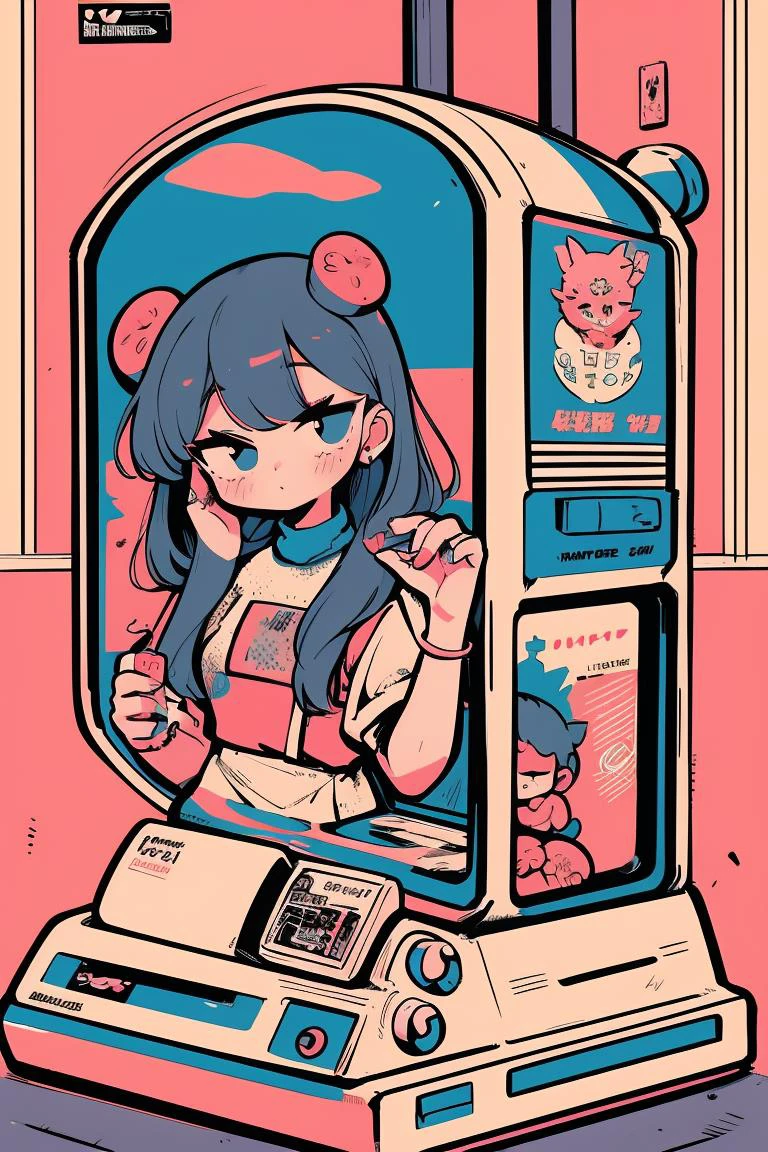 (masterpiece, best quality), 1girl, <lora:1675289294153141601:1> lofi artstyle, retro aesthetic, pop art