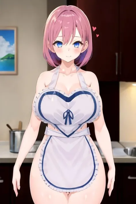 ((nsfw, nude,show off nipple,highest quality,aroused,beautiful busty,beautiful eyes,beautiful face,detailed eyes,beautiful pussy,side-tie panties, huge breasts,masterpiece, High resolution,best quality, masterpiece, high quality, insanely detailed, one girl,)), ((ichika nakano,Sedwardian Maid,)), one-piece , breasts, pantyhose, blush, smile, standing
