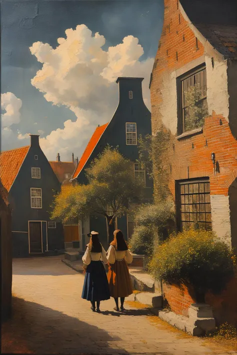 masterpiece,best quality,outdoor,sky,oil painting,<lora:tbh122-:0.85>,[[[style of Jan Vermeer]]],