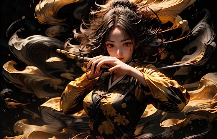 The Chrysanthemum and the Blade, the bride. Vibrant palette, eclectic masterpiece, stunning vampiress, audacious allure, wolfish ears, a gilded touch. Shades of pink, yellow, mint, crimson, blue, and lilac adorn her gradient hair, flowing in waves. Dark red lips and a smoky gaze intensify her allure. Desirable, crystal-eyed, and delightful, she poses erotically with a sun-kissed, chocolate-toned body adorned with chrome-plated chains. A captivating blend of rot, blue, violet, and neon accentuates her nude form, revealing a provocative allure. <lora:PotatEnhancer_V1_6:0.395> <lora:difConsistency_detail:0.245> <lora:more_details:0.375> <lora:The Chrysanthemum and the Blade_20231019115158:0.825> <lora:the bride_v1.0:0.8> <lora:speedy1p5:1.15>
