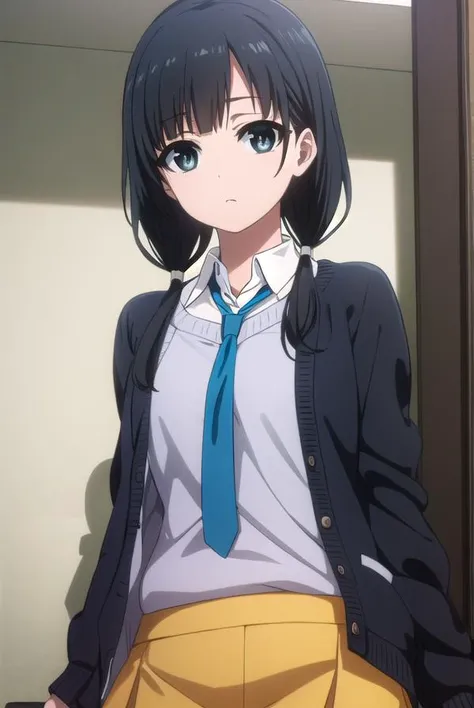emayasuhara, <lora:ema yasuhara s1-lora-nochekaiser:1>,
ema yasuhara, long hair, black hair, twintails, (black eyes:1.3), low twintails,
BREAK skirt, school uniform, necktie, cardigan, shirt, grey shirt, black skirt, yellow cardigan,
BREAK indoors, office,
BREAK looking at viewer, (cowboy shot:1.5), dynamic pose,
BREAK <lyco:GoodHands-beta2:1>, (masterpiece:1.2), best quality, high resolution, unity 8k wallpaper, (illustration:0.8), (beautiful detailed eyes:1.6), extremely detailed face, perfect lighting, extremely detailed CG, (perfect hands, perfect anatomy),