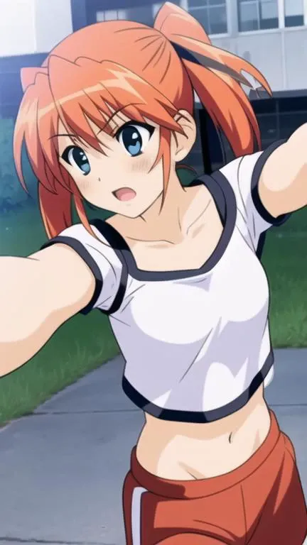 teana lanster, 1girl, open mouth,
gym shirt, sweatpants,
city, running,
<lora:nanoha-strikers-teana-lanster:0.8>
