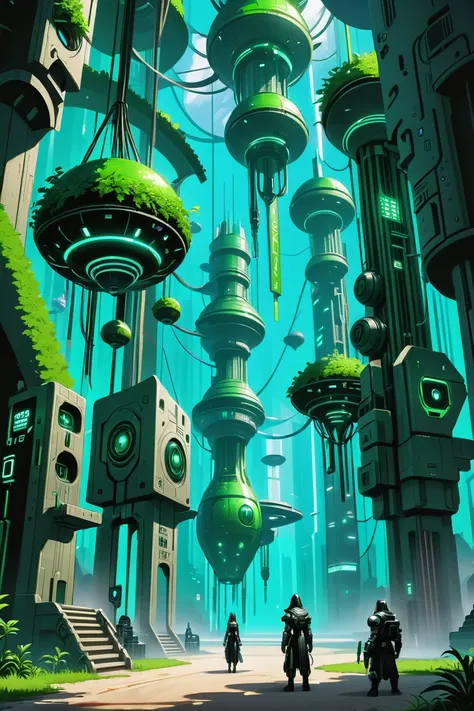 cyberpunk, scifi, hanging garden in a impossible infra  forest green fantasy cosmic topia beyond the end of the multiverse, masterpiece, by Aedel Fakhrie<lora:EnvyBetterHiresFixXL01:0:hr=1><lora:EnvyNeolithicXL01:1>