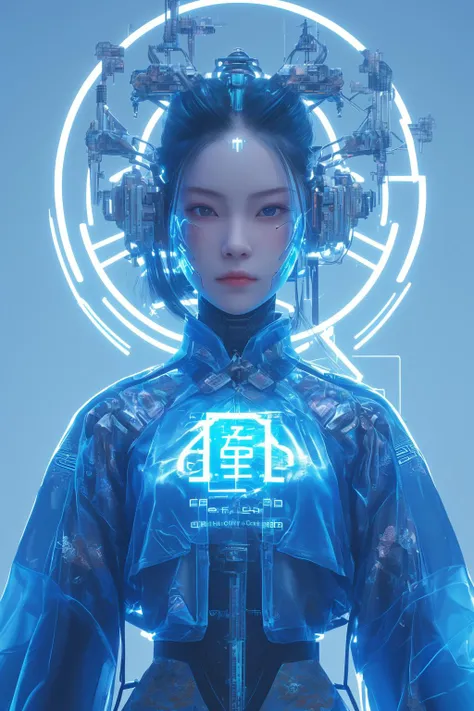 Cyberpunk beauty, 1girl, neon light, Bagua, Tai Chi,