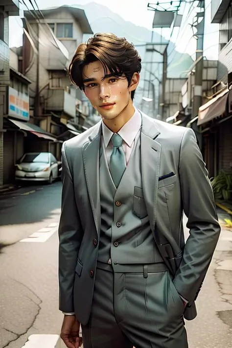 ((masterpiece)),((bestquality)),8k,high detailed,ultra-detailed,photography,award winning,documentary,Original Photo,realistic,(EOS R8,50mm,F1.2,8K,RAW photo:1.2),1boy,<lora:Wen_Lora-000002:1>,portrait,standing,Pure white background,professional photograph,handsome face,real skin texture,well-proportioned hands,thick eyebrows,solid eyes,Textured Menâs Haircut,Satin jacket,Suit pants,Mormon,
Evil Smile,looking away,([Energy-efficient lighting|Fog lighting|front lighting|Low contrast lighting]),