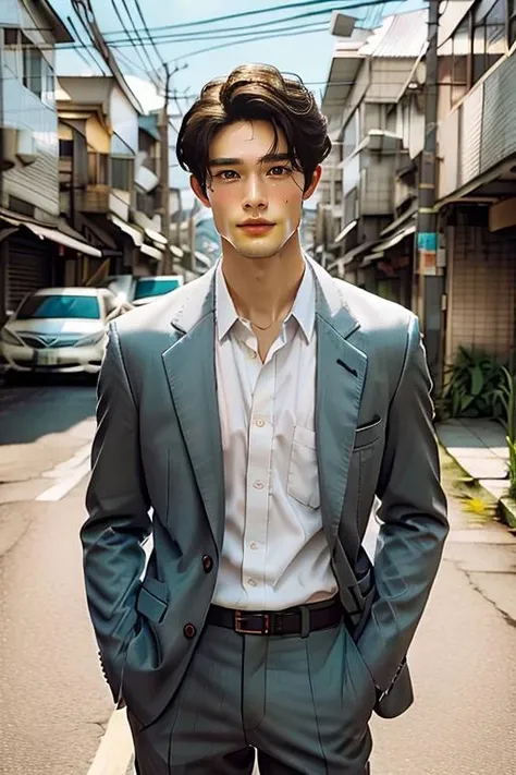 ((masterpiece)),((bestquality)),8k,high detailed,ultra-detailed,photography,award winning,documentary,Original Photo,realistic,(EOS R8,50mm,F1.2,8K,RAW photo:1.2),1boy,<lora:Wen_Lora-000002:1>,portrait,standing,Pure white background,professional photograph,handsome face,real skin texture,well-proportioned hands,thick eyebrows,solid eyes,Textured Menâs Haircut,Satin jacket,Suit pants,Mormon,
Evil Smile,looking away,([Energy-efficient lighting|Fog lighting|front lighting|Low contrast lighting]),