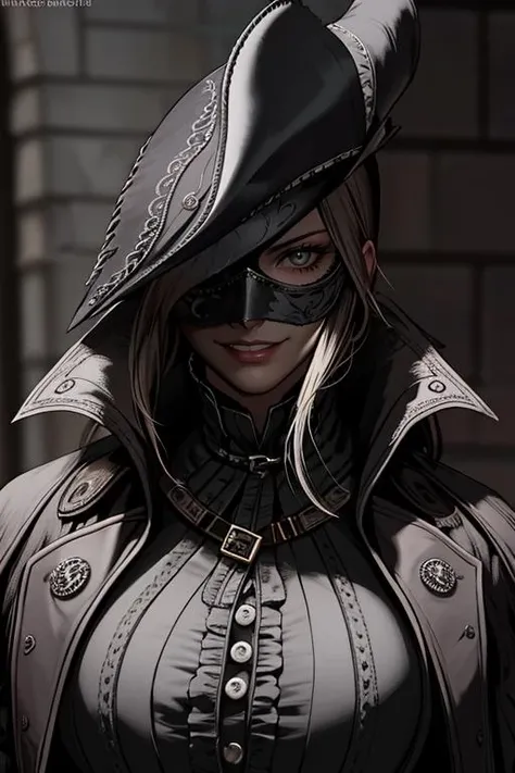 ((Masterpiece, best quality)),edgQuality,smirk,smug,posing for a picture
edgBB, black mask, tricorne, hunter (bloodborne) ,woman wearing edgBB_outfit
<lora:edgBloodborne:0.7>