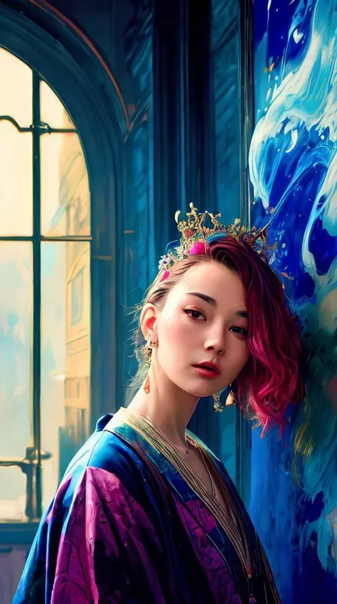 dramatic angle,(fluttered detailed ink splashs), (illustration),(((1 girl))),(long hair),portrait512 Cyborg512 Tay512, electronics, motors, wires, buttons, lcd,lacivious pose,(expressionless ,hair ornament:1.4),there is an ancient palace beside the girl,chinese clothes,(focus on), color Ink wash painting,(ink splashing),color splashing,((colorful)),[sketch], Masterpiece,best quality, beautifully painted,highly detailed,(denoising:0.7),[splash ink],yin yang,a lot of details,mysterious expression, in a modern and abstract setting, with bold and colorful abstract art, photo shot from front, mid-body portrait, highly-detailed, (flat color:1.1),(colorful:1.3),(masterpiece:1.2), best quality, masterpiece, original, extremely detailed wallpaper, looking at viewer, oriental city,eastern architecture,a lot of details,mysterious expression, in a modern and abstract setting, with bold and colorful abstract art, blurred background, bright lighting,movie studio (analog film:1.3) (vhs movie) (photorealistic) (screencap) (cinematic lighting) (sharp focus) (80sDarkFantasySD15b:1.0),,natural lights, photorealism, cinematic,
"realistic detailed image, in the style of Francis Bacon, Surreal, Norman Rockwell and James Jean, Greg Hildebrandt, and Mark Brooks, triadic color scheme, By Greg Rutkowski, in the style of Francis Bacon and Syd Mead and Edward Hopper and Norman Rockwell and Beksinski, open ceiling, highly detailed, painted by Francis Bacon, painted by James Gilleard, surrealism, airbrush, Ilya Kuvshinov, WLOP, Stanley Artgerm, very coherent, art by Takato Yamamoto and James Jean"
abstract dream, space, intricate, grand scale, alone, cinematic film still, insane detail, sharp focus, depth of field, realistic lighting, (realistic perspective), complex, (multiple subjects), 4k HDR,
<lora:add_detail:0.5> <lora:more_details:0.25> <lora:FantasyWorldV1:0.25>