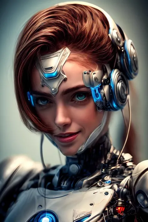 portrait512 Cyborg512 Tay512, electronics, motors, wires, buttons, lcd <lora:add_detail:2>