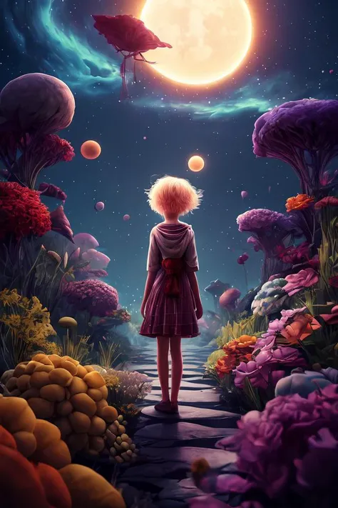 a surreal Bioluminescent, very very very cute Silene in a happy world by Daniel Merriam, Trending on Artstation, oil on Canvas by Elena Zhurikhina and Goro Fujita and Charlie Bowater, octane render, 4k, 8k, HD,abstract dream, space, intricate, grand scale, alone, cinematic film still, insane detail, sharp focus, depth of field, realistic lighting, (realistic perspective), complex, (multiple subjects), 4k HDR,<lora:add_detail:0.5> <lora:more_details:0.25> <lora:20230530123038:0.25>