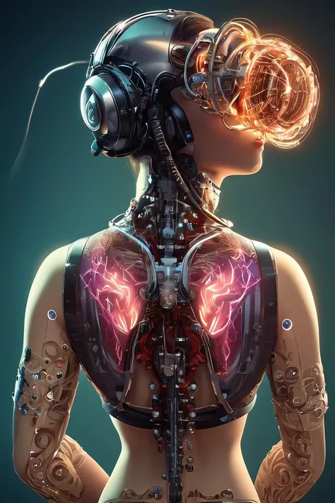 1mechanical girl,((ultra realistic details)), portrait, global illumination, shadows, octane render, 8k, ultra sharp,metal,intricate, ornaments detailed, cold colors, egypician detail, highly intricate details, realistic light, trending on cgsociety, glowing eyes, facing the camera, neon details, mechanical limbs, mechanical vertebra attaching to back,mechanical cervial attaching to neck,sitting,wires and cables connecting to head, gigantic breasts, cleavage, bursting breasts, brunette hair, wide angle, huge ass, worm monster with a lot of teeth swallowing woman's head, abstract art, pixel art