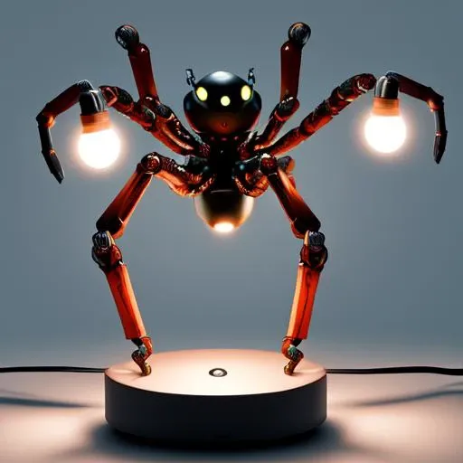 a spider robot,the lamp on the body,