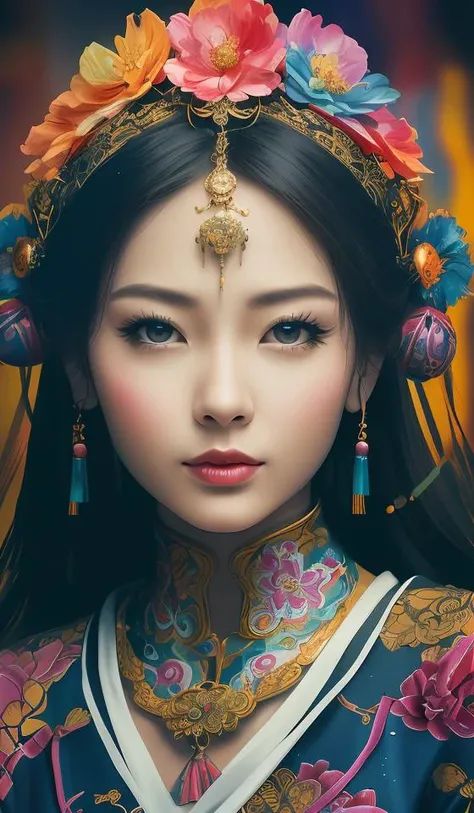 aesthetic,masterpiece,best quality,photorealistic,entangle,mandala,tangle,entangle,ecstasy of flower,dynamic angle,the most beautiful form of chaos,elegant,a brutalist designed,vivid colours,romanticism,atmospheric,(fluttered detailed ink splashs), (illustration),1girl,(long hair),portrait512 Cyborg512 Tay512, electronics, motors, wires, buttons, lcd,lacivious pose,(expressionless ,hair ornament:1.4),there is an ancient palace beside the girl,chinese clothes,(focus on), color Ink wash painting,(ink splashing),color splashing,((colorful)),[sketch], Masterpiece,best quality, beautifully painted,highly detailed,(denoising:0.7),[splash ink],yin yang,a lot of details,mysterious expression, in a modern and abstract setting, with bold and colorful abstract art, photo shot from front, mid-body portrait, highly-detailed, (flat color:1.1),(colorful:1.3),(masterpiece:1.2), best quality, masterpiece, original, extremely detailed wallpaper, looking at viewer, oriental city,eastern architecture,a lot of details,mysterious expression, in a modern and abstract setting, with bold and colorful abstract art, blurred background, bright lighting,movie studio (analog film:1.3) (vhs movie) (photorealistic) (screencap) (cinematic lighting) (sharp focus) (80sDarkFantasySD15b:1.0),,natural lights, photorealism, cinematic,