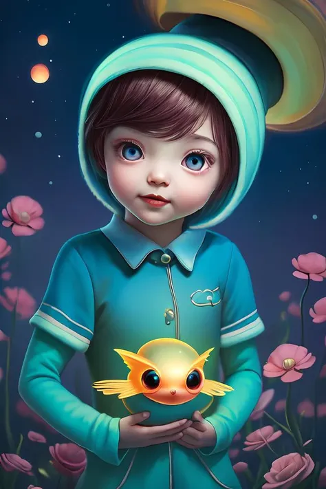 a surreal Bioluminescent, very very very cute Silene in a happy world by Daniel Merriam, Trending on Artstation, oil on Canvas by Elena Zhurikhina and Goro Fujita and Charlie Bowater, octane render, 4k, 8k, HD,