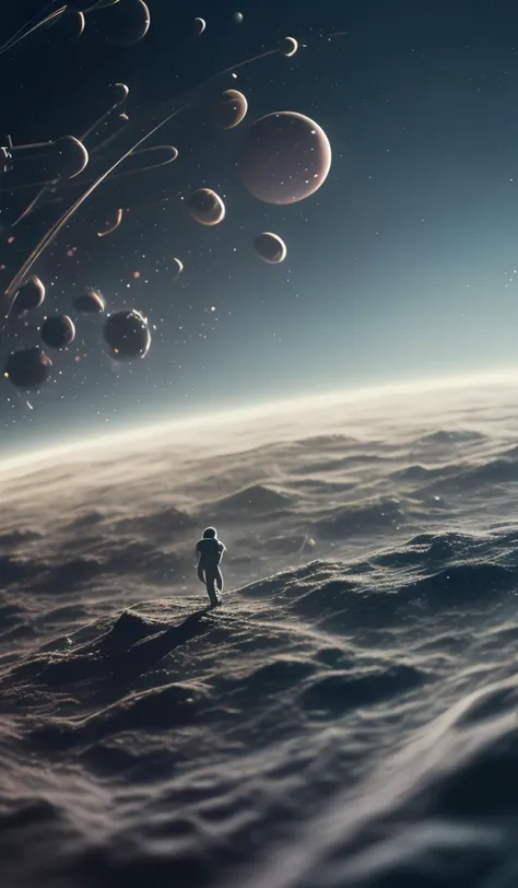 abstract dream, space, intricate, grand scale, alone, cinematic film still, insane detail, sharp focus, depth of field, realistic lighting, (realistic perspective), complex, (multiple subjects), 4k HDR