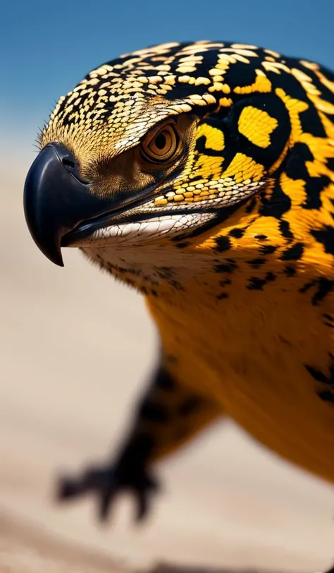 profile of an eagle leopard gecko hybrid bold natural colors masterpiece trending on artstation photograph