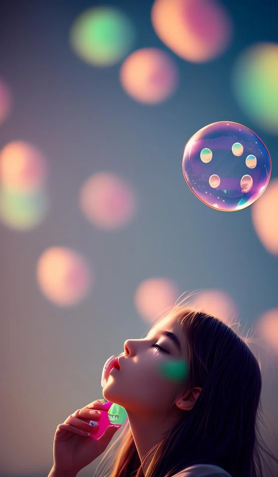 blowing bubble gum, green bubble gum,young girl, abstract dream, space, intricate, grand scale, alone, cinematic film still, insane detail, sharp focus, depth of field, realistic lighting, (realistic perspective), complex, (multiple subjects), 4k HDR, <lora:add_detail:0.5> <lora:more_details:0.25> <lora:FantasyWorldV1:0.25>