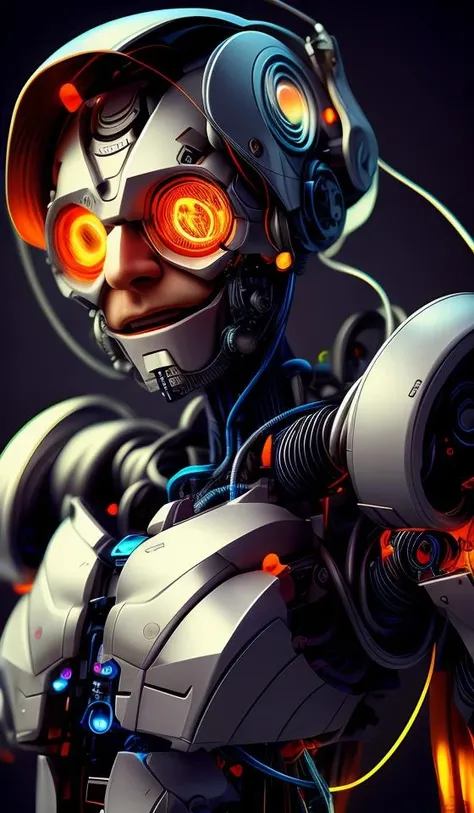 portrait512 Cyborg512 Tay512, electronics, motors, wires, buttons, lcd <lora:add_detail:2>
