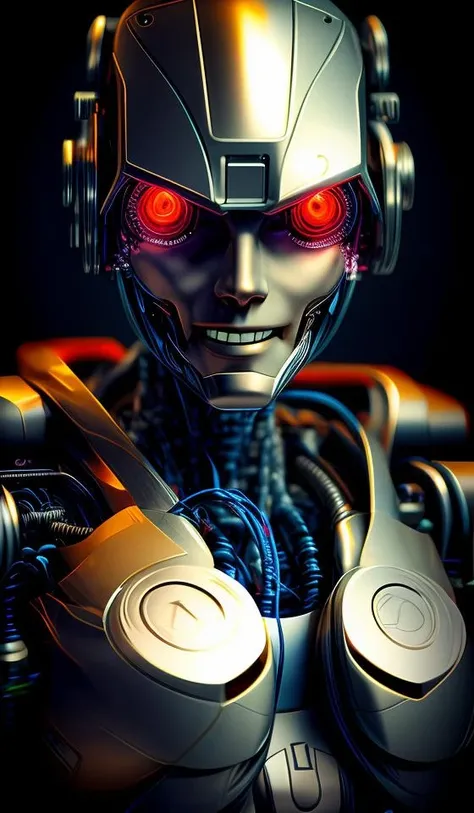 portrait512 Cyborg512 Tay512, electronics, motors, wires, buttons, lcd <lora:add_detail:2>