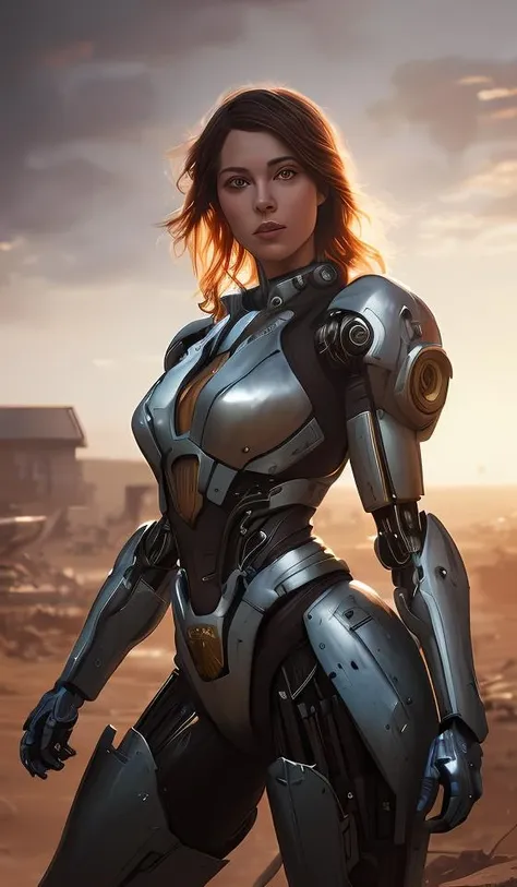 <lora:BenedickBanaXLStyle-000004:0.7>,bbana style,crossed arms,full body,Jet,mechanical,robot,big ass,hyperdetailed photography,realistic,ultra detailed,sharp focus,50mm dof,bokeh,intricate,sporty butt,Auburn hair,Straight Twisted Half-Up,trending on artstation and deviant art,science fiction,official art