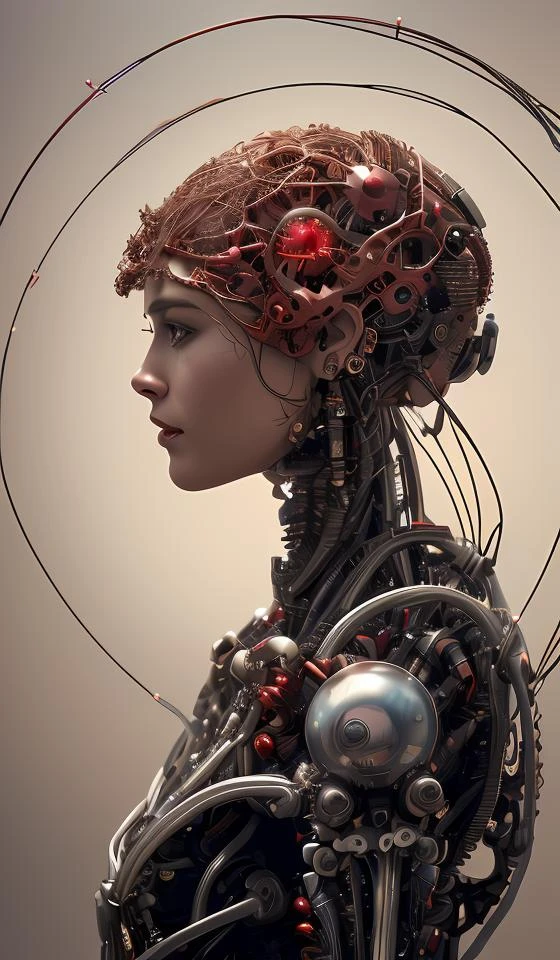 8K, fire ,red, flame,,explosion, , highly detailed, a beautiful ultra detailed of a beautiful profile, biomechanical cyborg,deamon 1mechanical girl,((ultra realistic details))woman with all ruby red dress, fantasy,, fantasy, intricate, elegant, highly detailed, , sharp focus, illustration,red black hole, MCSkin complex 3d render ultra detailed of a beautiful profile, biomechanical cyborg, analog, 150 mm lens, beautiful natural soft rim light, big leaves and stems, roots, fine foliage lace, colorful details, samourai, Boris Bidjan Saberi outfit, pearl earring, piercing, art nouveau fashion embroidered, intricate details, mesh wire, mandelbrot fractal, anatomical, facial muscles, cable wires, microchip, badass, hyper realistic, ultra detailed, octane render, volumetric lighting, 8k post-production, red and white with a bit of black, detailled metalic bones, semi human, iridescent colors, Glenn Brown style, white room,(art by David Sims:1.3),,<lora:LowRA:.9>dark theme