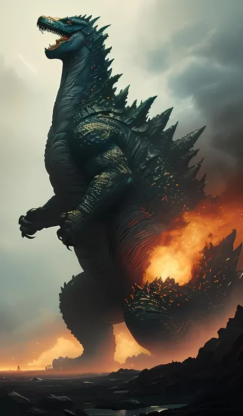 Godzilla wearing a diaper, highly detailed, digital painting, artstation, concept art, sharp focus, illustration, art by greg rutkowski and alphonse mucha