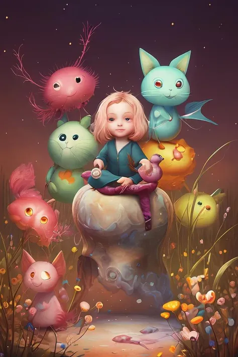 a surreal Bioluminescent, very very very cute Silene in a happy world by Daniel Merriam, Trending on Artstation, oil on Canvas by Elena Zhurikhina and Goro Fujita and Charlie Bowater, octane render, 4k, 8k, HD,