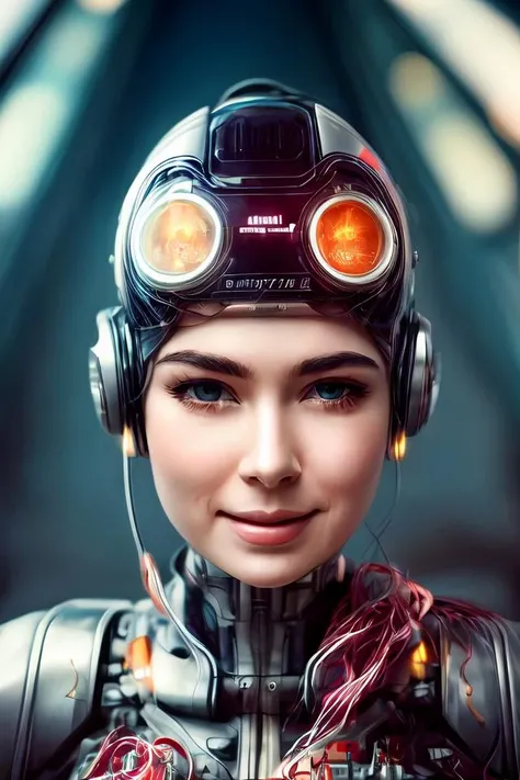 portrait512 Cyborg512 Tay512, electronics, motors, wires, buttons, lcd <lora:add_detail:2>